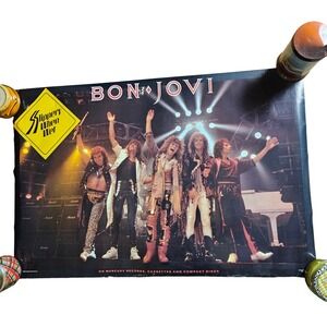 Bon‎ Jovi Slippery When Wet VTG 1986 Original Promo Poster 24x36 PolyGram Rock